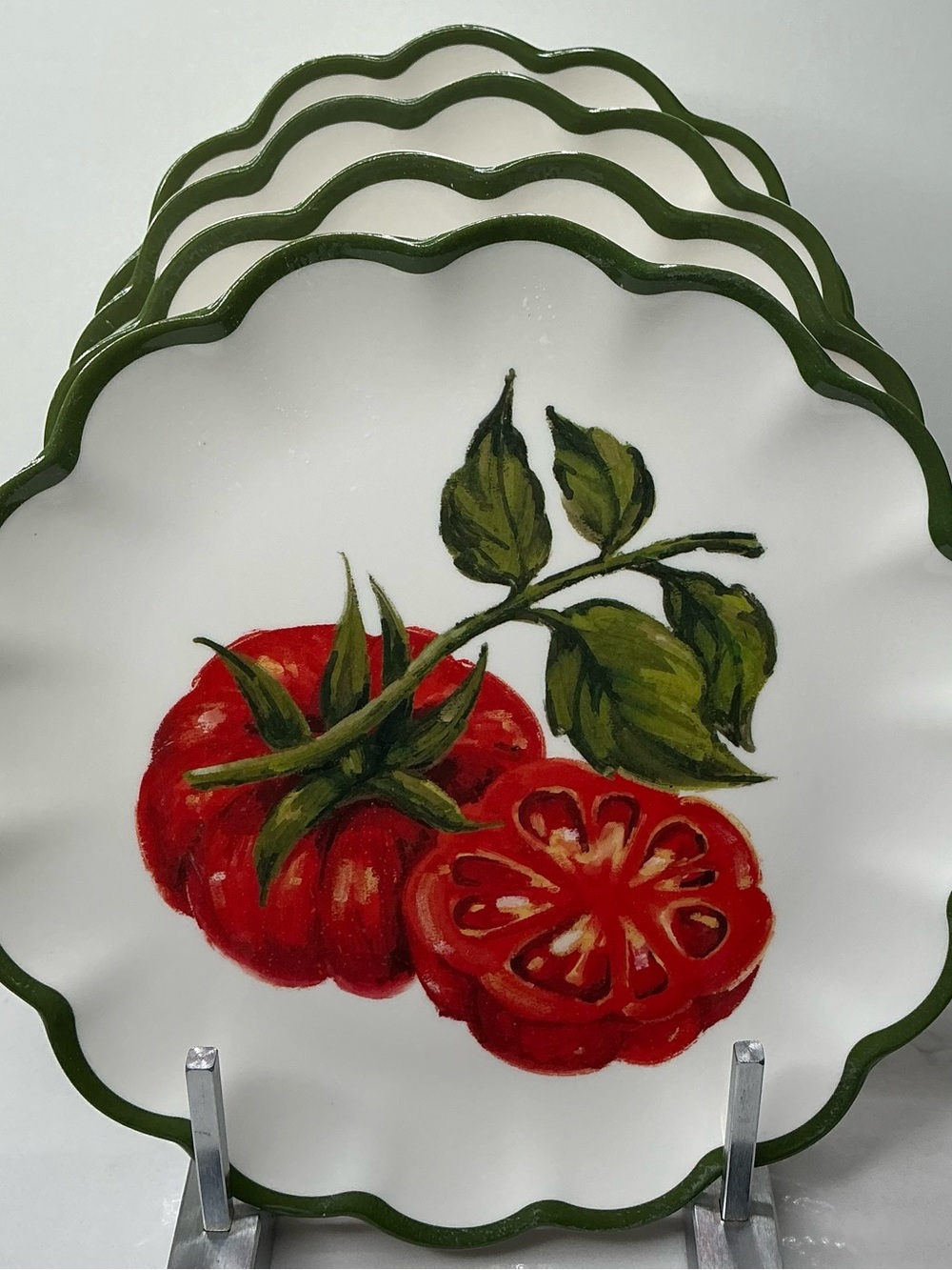 4 House & Garden Melamine Salad Plate 9" Tomatoes On The Vine, New